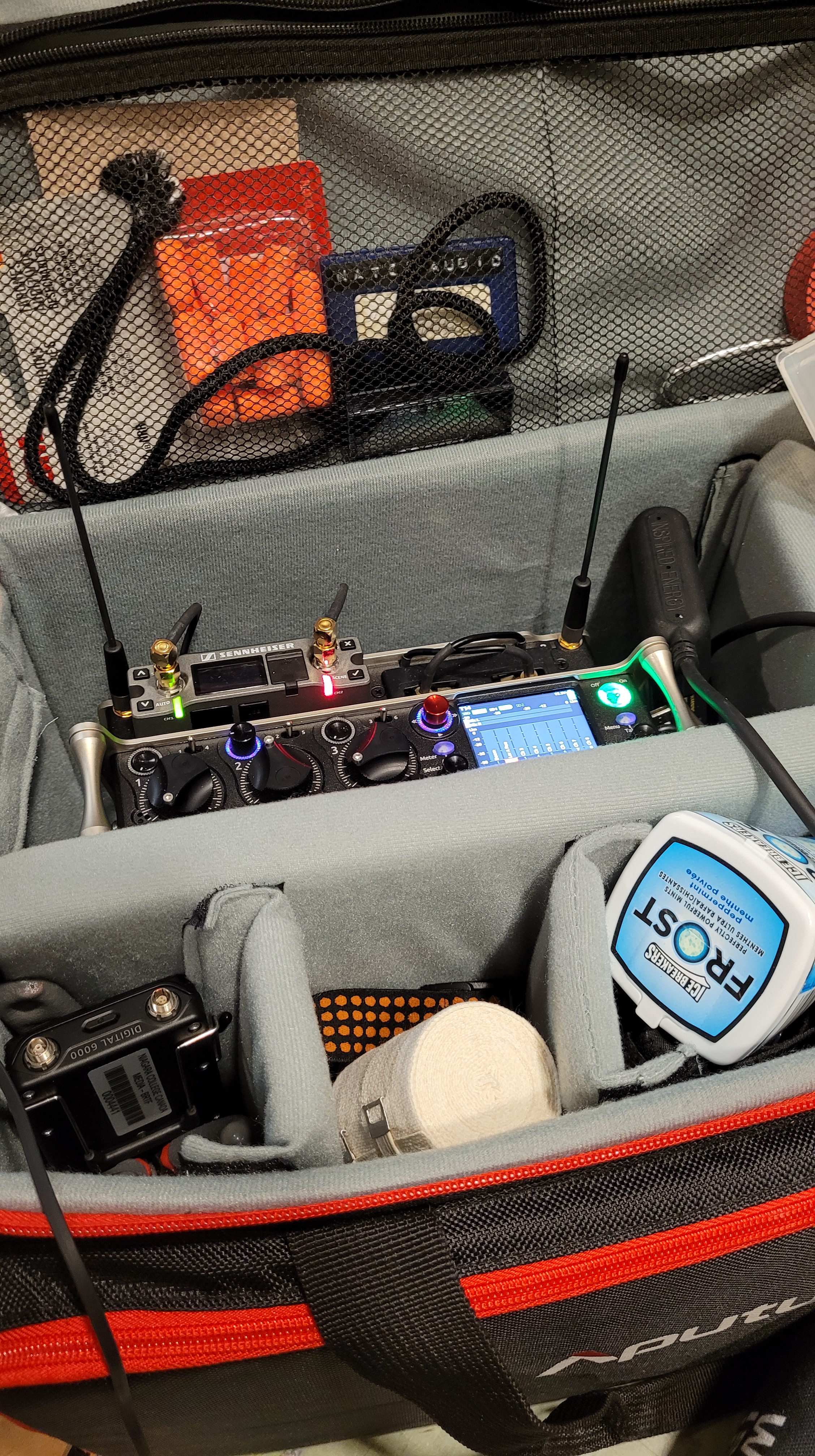 Sound Devices 833 in operation within sound bag.